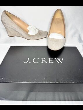 J.Crew Women's Suede Wedge Pumps in Light Taupe